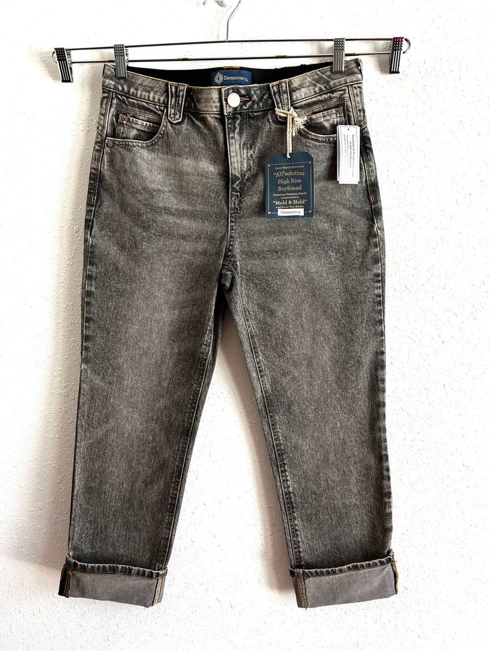 Democracy "Ab" Solution Boyfriend Jeans Women's Size 4 Gray Denim Stretch